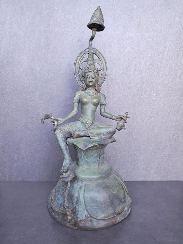 Bronzen beeld van de godin Sri/Lakshmi/Azië/Indonesië, Ophalen of Verzenden, Nieuw