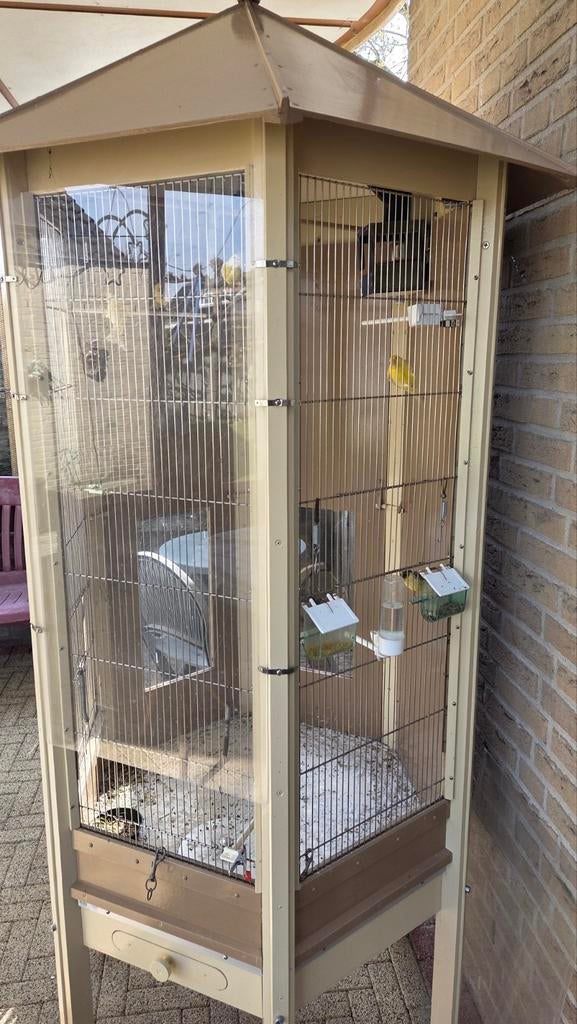 Vogelkooi als nieuw rvs ,en trespa., Ophalen, Zo goed als nieuw, Aluminium, Vogelkooi