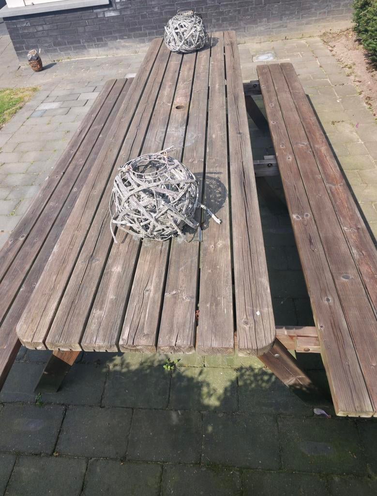 Stevige, robuuste houten tuintafel - 3 meter lang, Ophalen, Gebruikt, Rechthoekig, Hout
