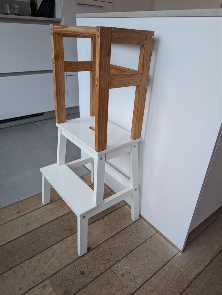 Houten Learning Tower / Kooktoren - Wit met Hout, Ophalen, Gebruikt, Overige typen