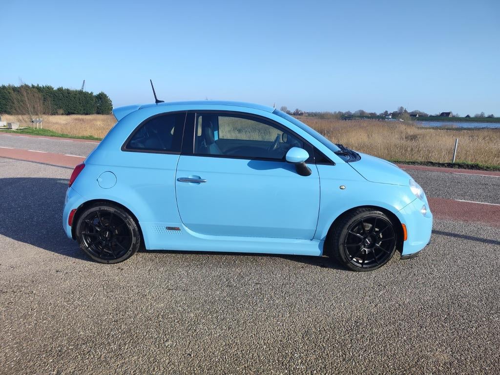 Fiat 500e blauw, Auto's, Fiat, Automaat, Zwart, Blauw, Leder en Stof