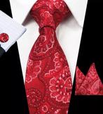 100% zijde Stropdas Pochet Manchetknopen Rood design -NIEUW-, Kleding | Heren, Stropdassen, Ophalen of Verzenden, Nieuw, Rood