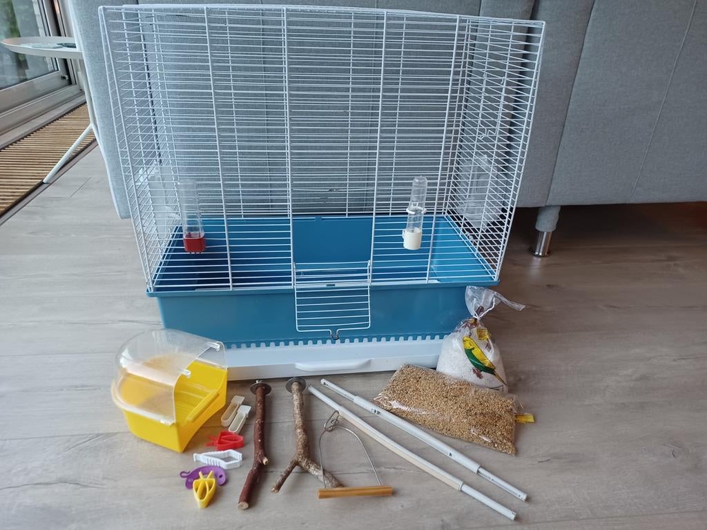 Vogelkooi Ferplast met toebehoren 60x32x56cm, Dieren en Toebehoren, Vogels | Hokken en Kooien, Ophalen, Gebruikt, Metaal, Vogelkooi