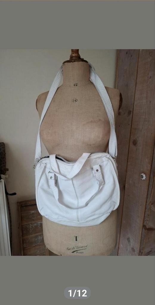 Supergave wit leren zomertas, Ophalen of Verzenden, Zo goed als nieuw, Wit, Schoudertasje