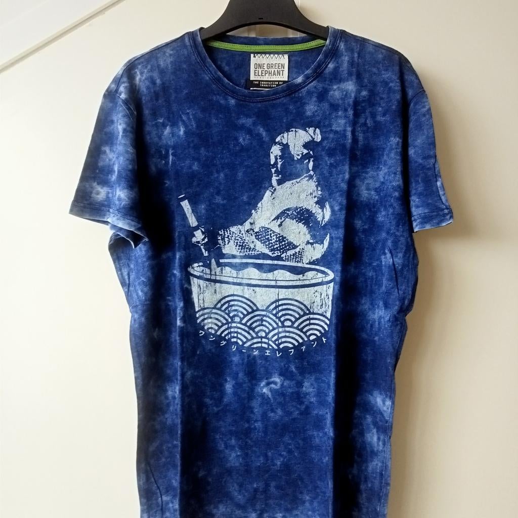 One Green Elephant T-shirt met print, One green elephant, Blauw, Ophalen of Verzenden, Zo goed als nieuw