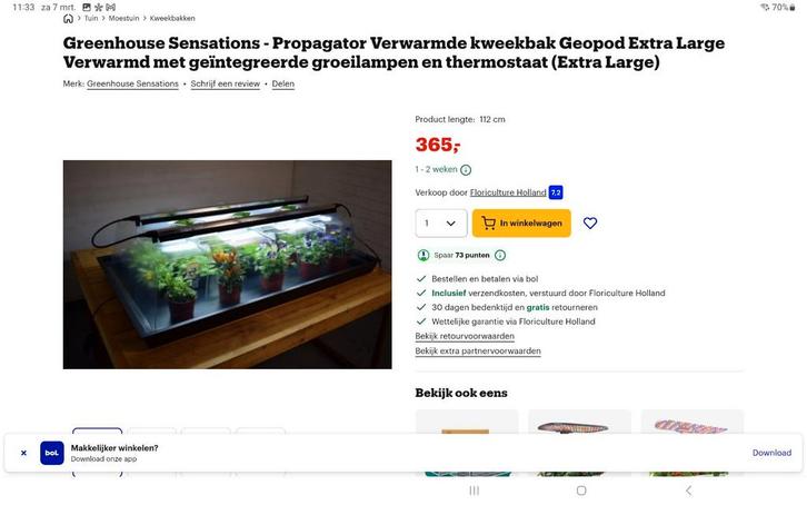 Geopot Propagator Kweekbak met Verlichting en Ventilatie, Tuin en Terras, Kweekspullen, Gebruikt, Kweekbak, Ophalen of Verzenden
