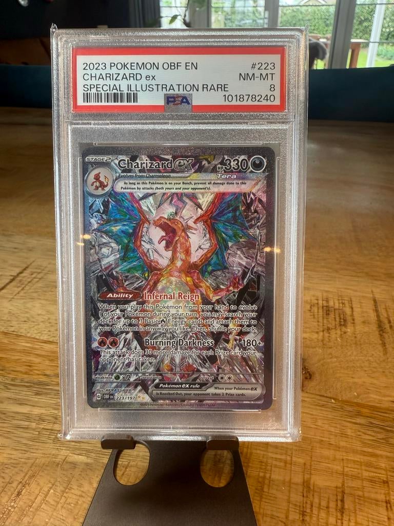 Charizard ex 223/197 (PSA 8), Ophalen of Verzenden, Zo goed als nieuw, Losse kaart, Foil