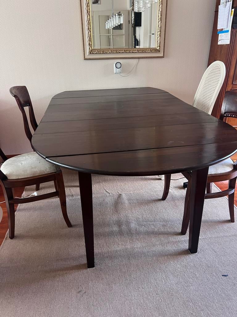 Donkerbruine eettafel, verlengbaar, Huis en Inrichting, Tafels | Eettafels, Ophalen, Gebruikt, 100 tot 150 cm, 50 tot 100 cm