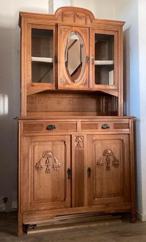 Antieke Vitrinekast, Gebruikt, 200 cm of meer, 25 tot 50 cm, Overige houtsoorten