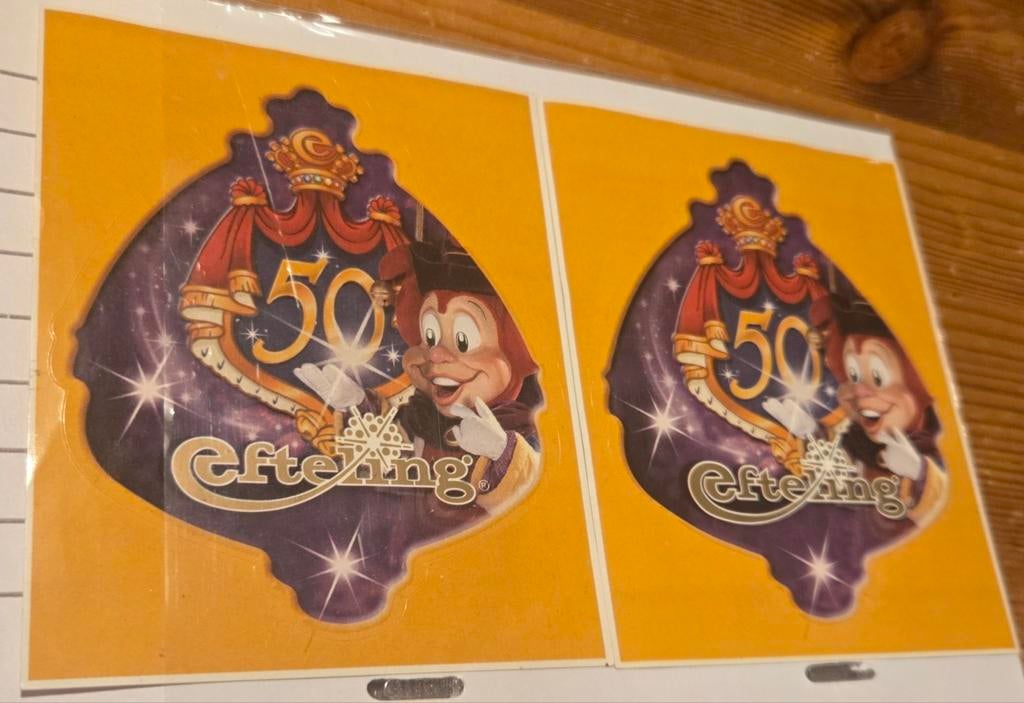 2x Efteling 50 jaar jubileum stikker, Ophalen of Verzenden, Zo goed als nieuw, Overige typen