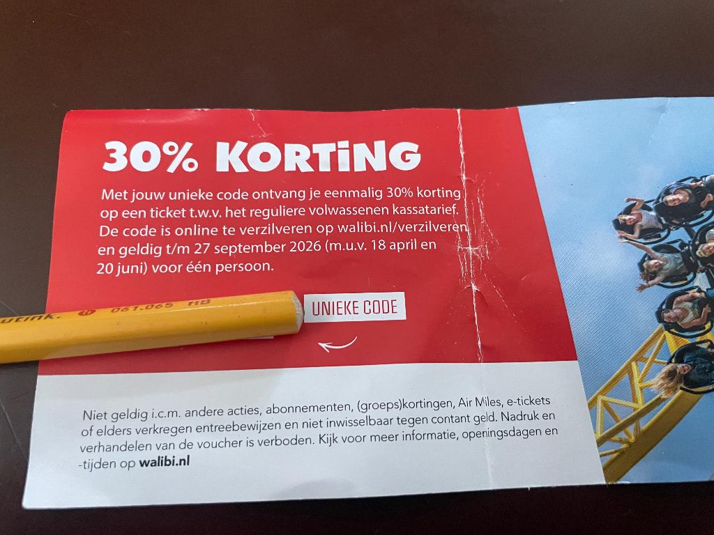 korting walibi, Eén persoon, Kortingsbon, Pretpark