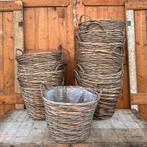 Mand rond Ø 38 cm hoog 35 cm gevlochten planten PER STUK, Overige materialen, Mand, Rond, Ophalen of Verzenden