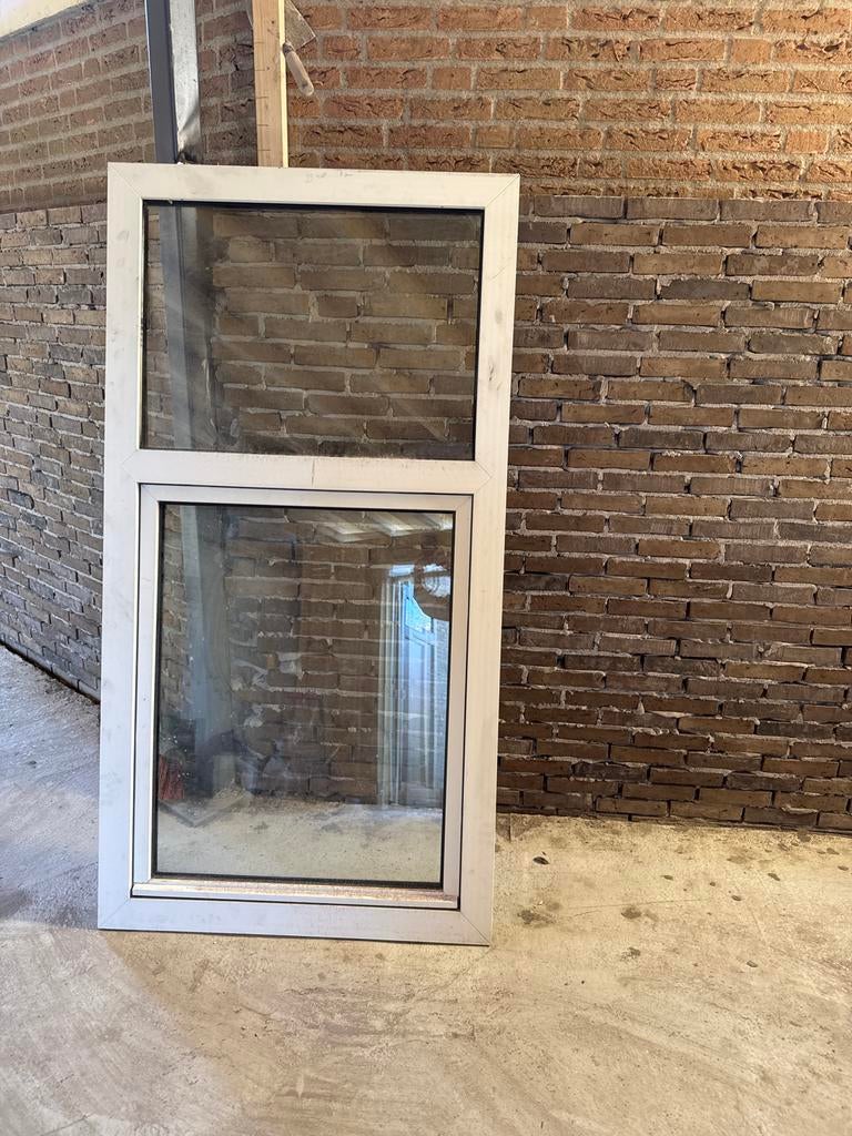 Gebruikt kozijn met Dubbelglas - Wit Kozijn, Gevelraam of Ruit, Gebruikt, 80 tot 120 cm, 120 tot 160 cm