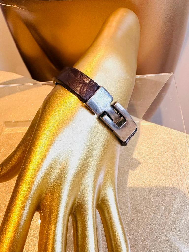 Leren merk armband, Kleding | Heren, Riemen en Ceinturen, Ophalen of Verzenden, Zo goed als nieuw, Bruin