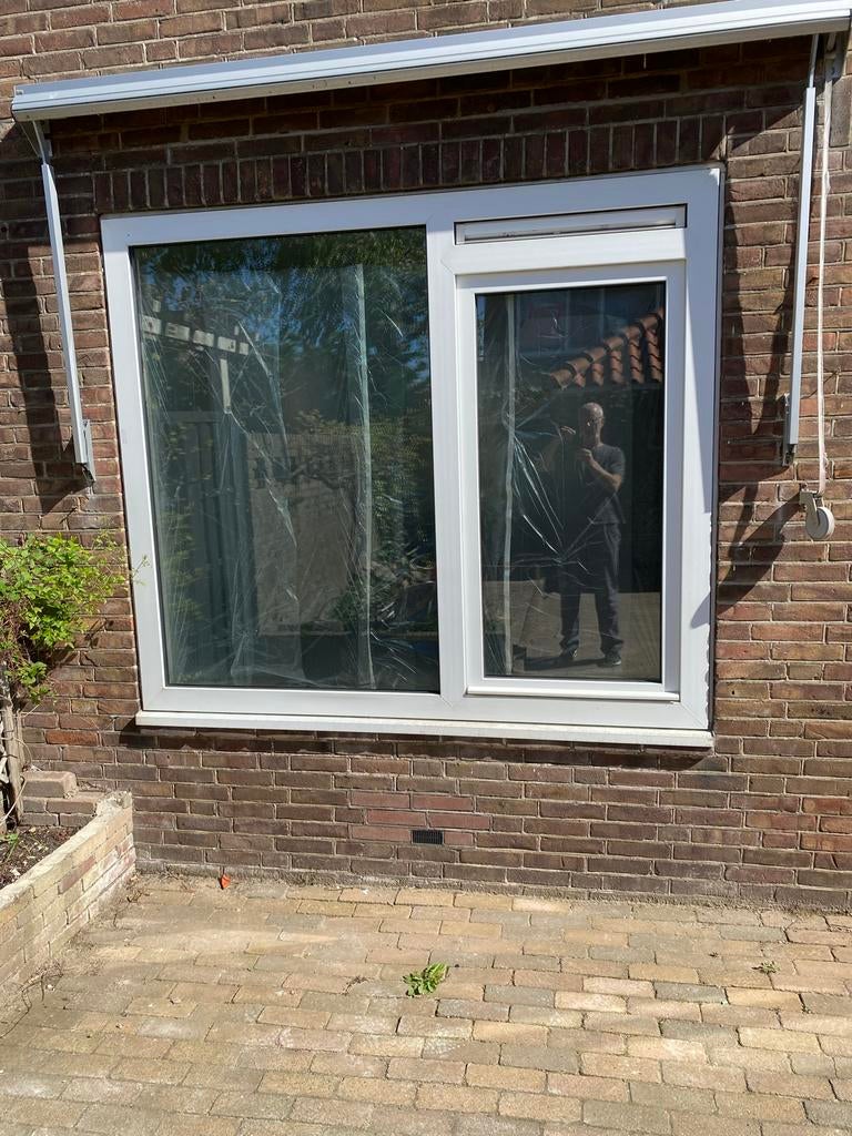 Pui met deur en pui met raam - diverse afmetingen, Gevelraam of Ruit, Gebruikt, Dubbelglas, 160 cm of meer