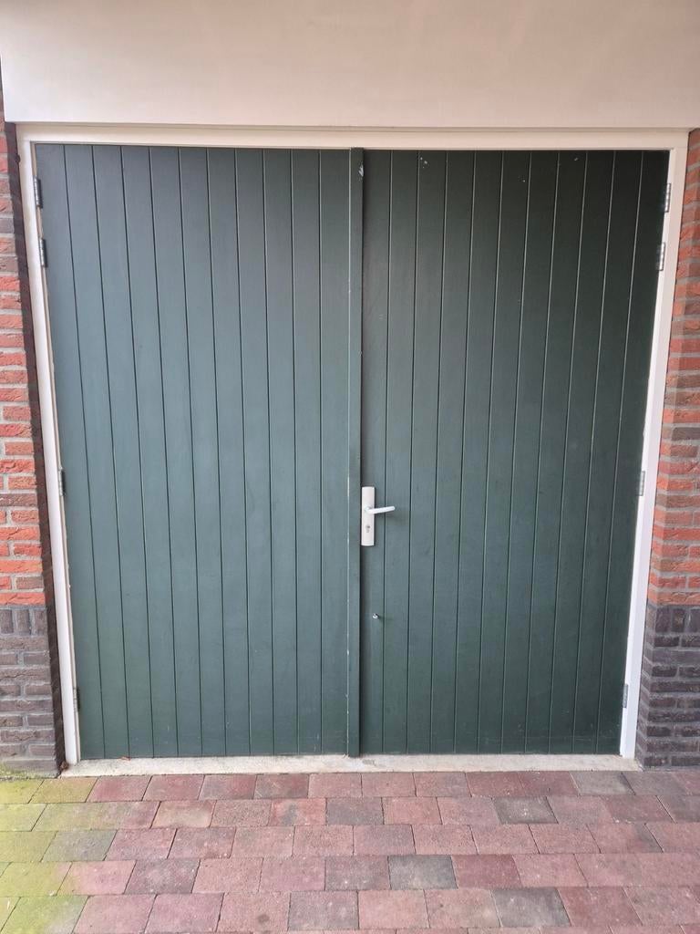 Houten openslaande Garagedeur, Ophalen, Gebruikt, Garagedeur, 120 cm of meer