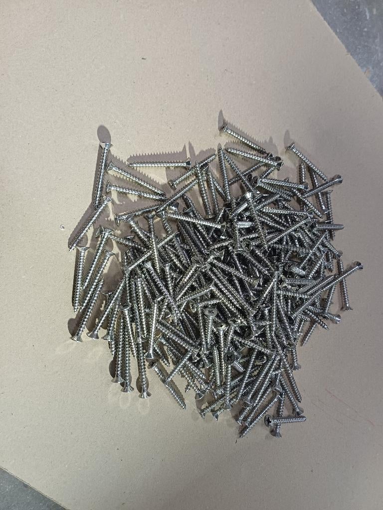 250 st. RVS schroeven 4,5x40 volle draad kruiskop 10.000 st, Schroeven, Nieuw, Ophalen of Verzenden, Minder dan 50 mm