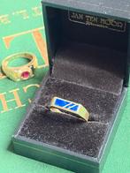 Zegelring 14 Karaat Goud met Lapis Lazuli, 18 tot 19, Gebruikt, Heer, Ophalen of Verzenden