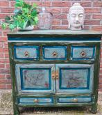 Chinees kastje chinese kast groen blauw turquoise restyle, Huis en Inrichting, Ophalen, Met deur(en), 50 tot 100 cm, Zo goed als nieuw