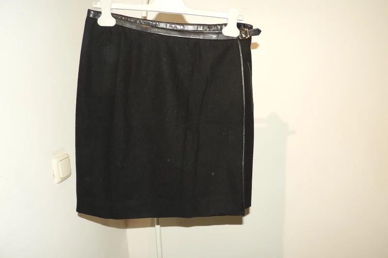 Hermes overslag wikkel rok leren afwerking vintage F46, Verzenden, Zwart, Maat 42/44 (L), Zo goed als nieuw