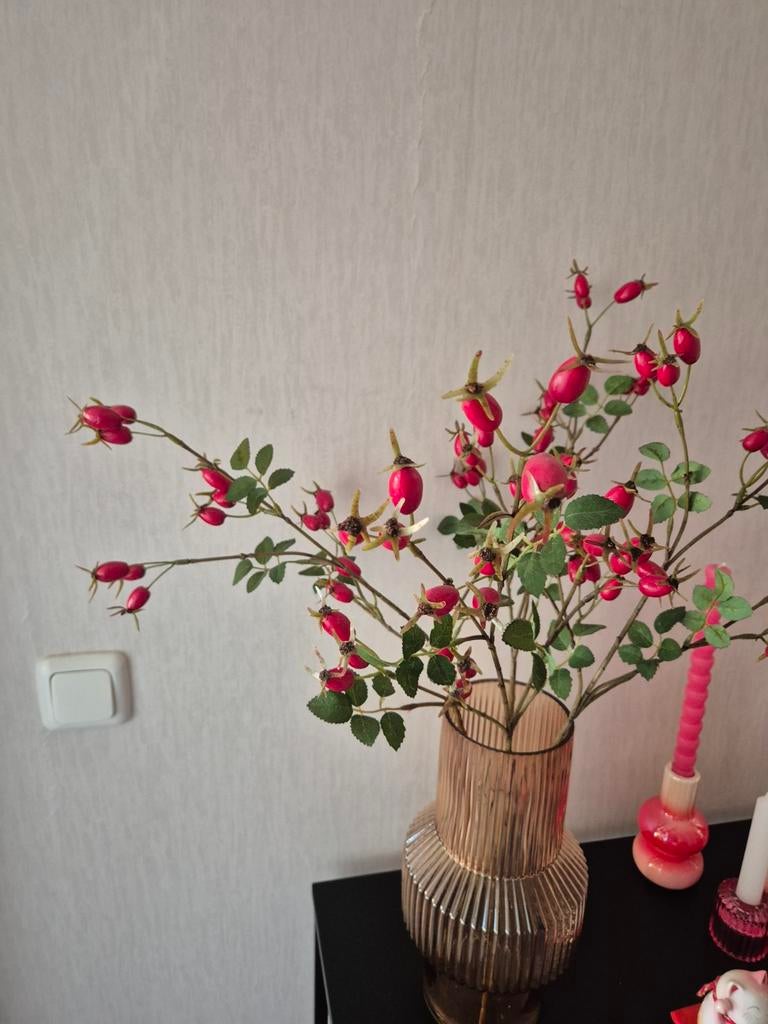 Nieuwe vaas met luxe rozebotteltakken Intratuin, Overige kleuren, 50 tot 75 cm, Nieuw, Ophalen of Verzenden