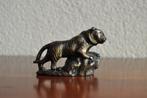 Oud KLEIN Beeldje Sculptuur Panter Koper Brons ?? 7 cm, Antiek en Kunst, Ophalen of Verzenden