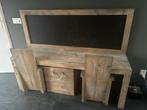houten speeltafel met krijtbord, stoeltjes en opberging, Ophalen, Zo goed als nieuw