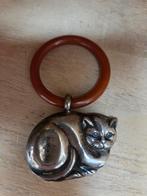 Antieke bijtring met zilveren poes, Ophalen of Verzenden, Zilver