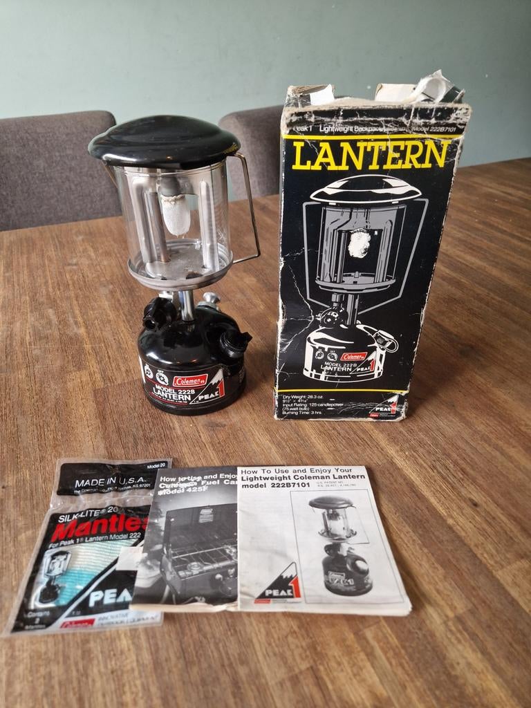 Vintage Coleman Peak 1 Lantaarn Model 222B met Doos, Antiek en Kunst, Antiek | Lampen, Ophalen of Verzenden