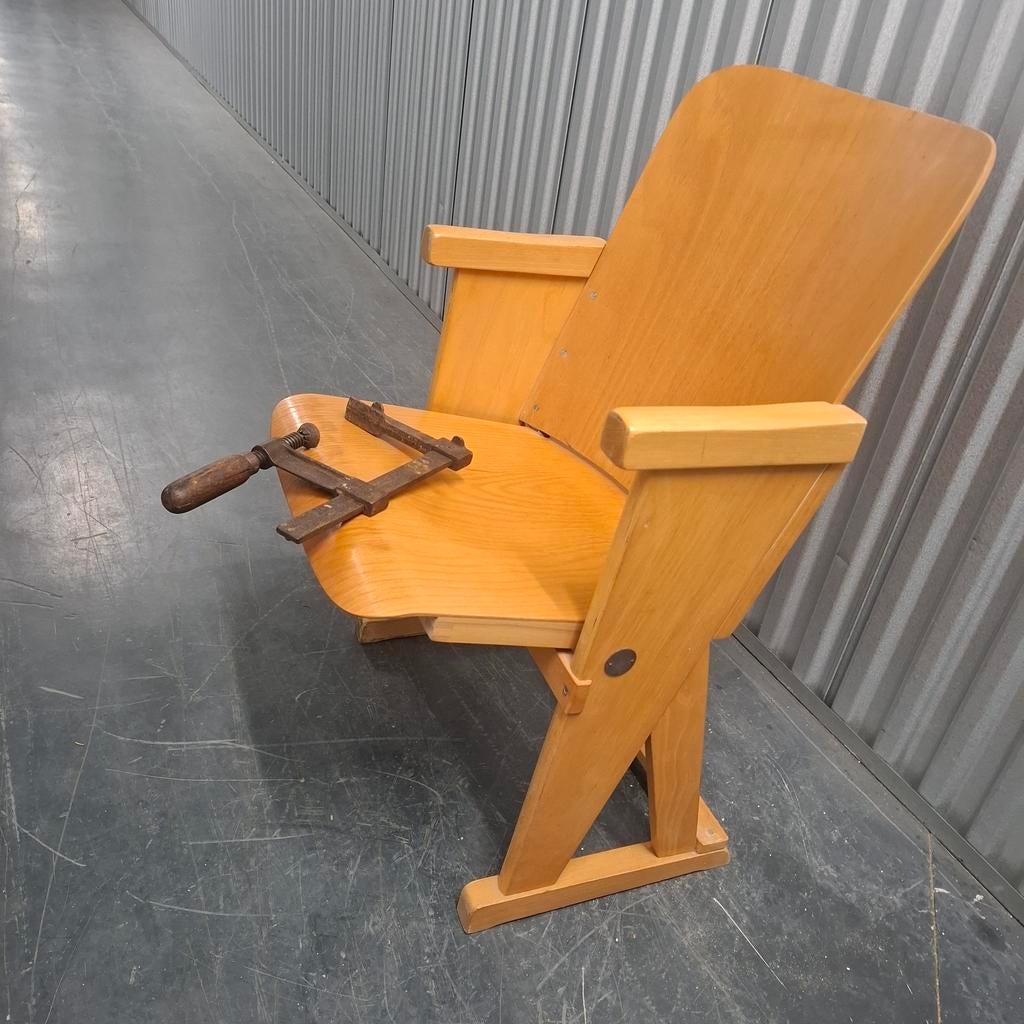 Vintage houten stoel klapstoel bioscoopstoel 1-zits, Ophalen, Gebruikt, Overige kleuren, Vintage design Mid Century jaren 30 40 50 60 70 80