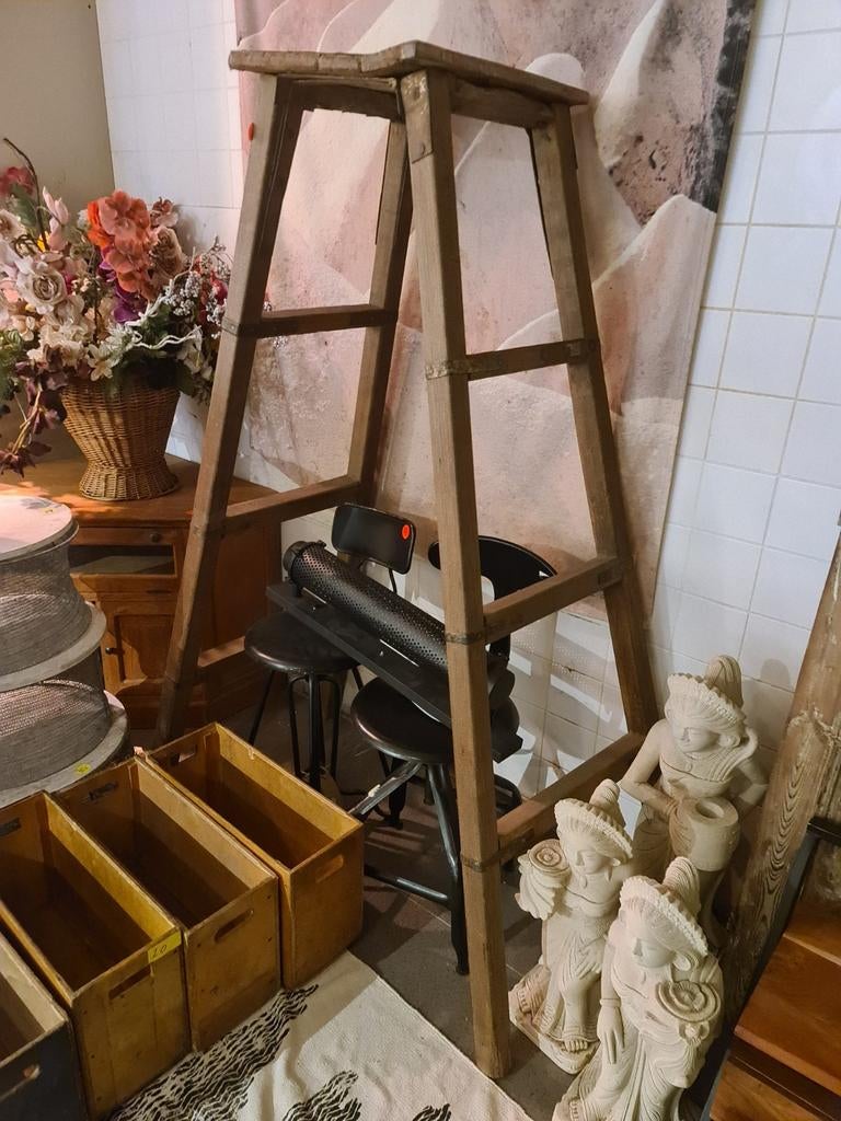 Oude antieke trap eikenhout 185cm €150, Antiek en Kunst, Ophalen