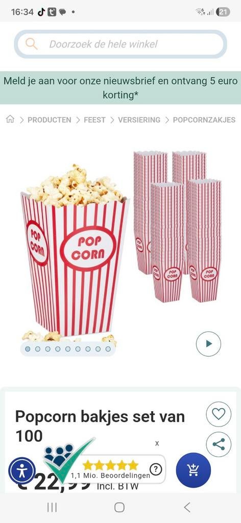 Popcorn bakjes set van 100 stuks - Feestartikelen, Hobby en Vrije tijd, Feestartikelen, Ophalen of Verzenden, Nieuw, Feestartikel
