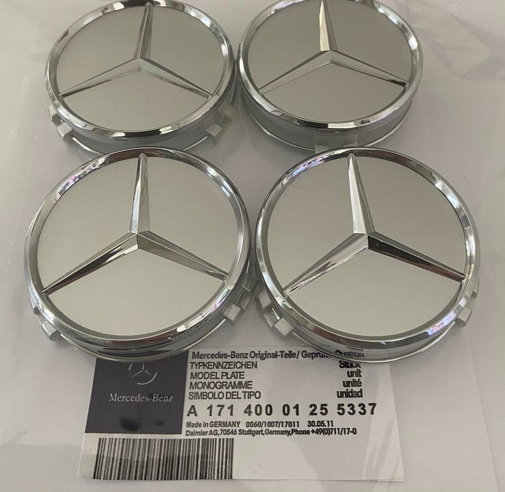 Mercedes Zilver Chrome Ster en Zwart Glossy Chrome Ster€3,50, Verzenden, Nieuw