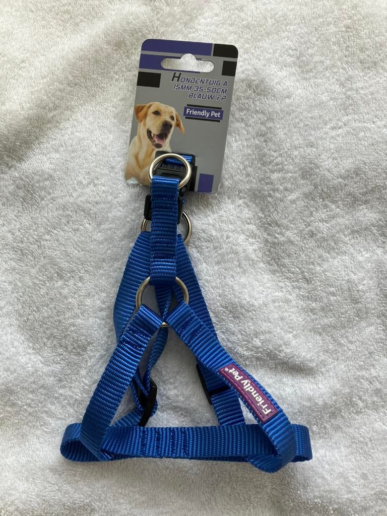 Nieuw honden / puppy tuigje blauw maat 35-50 cm, Dieren en Toebehoren, Ophalen of Verzenden, Nieuw