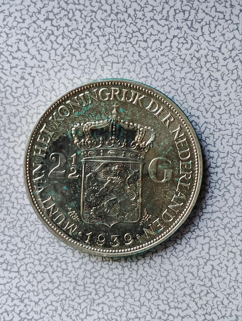 Nederland 2,5 gulden 1939, Postzegels en Munten, Munten | Nederland, Ophalen of Verzenden, Koningin Wilhelmina, 1 gulden