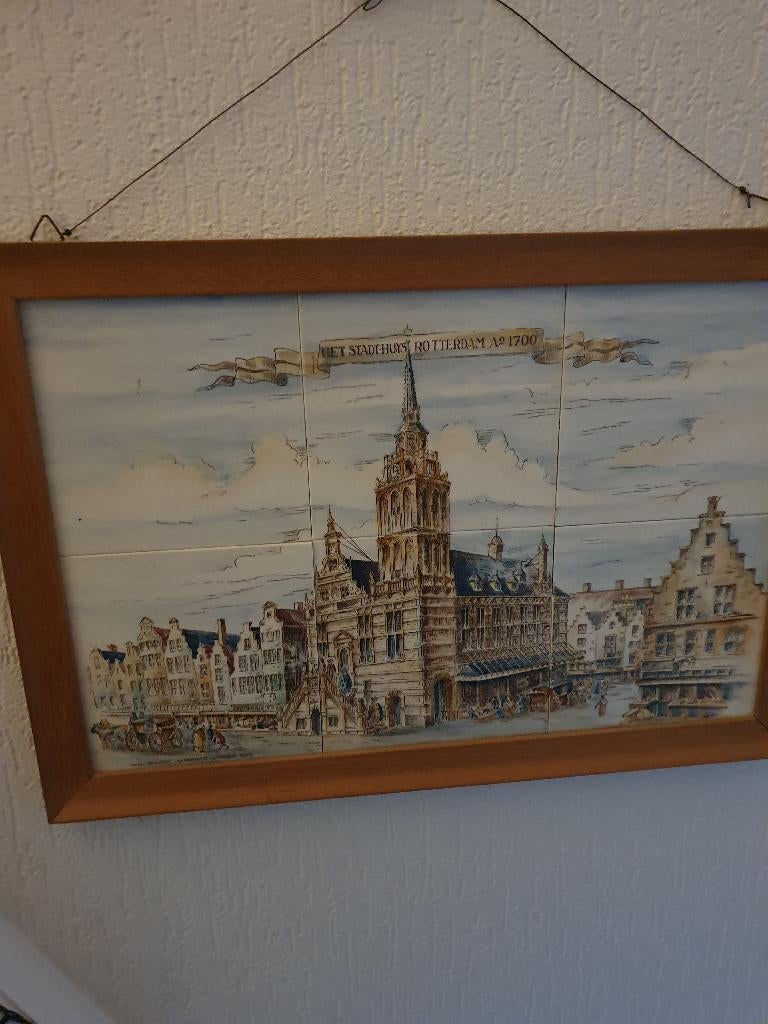 tegelplateau stadhuis rotterdam, Antiek en Kunst, Antiek | Wandborden en Tegels, Ophalen of Verzenden
