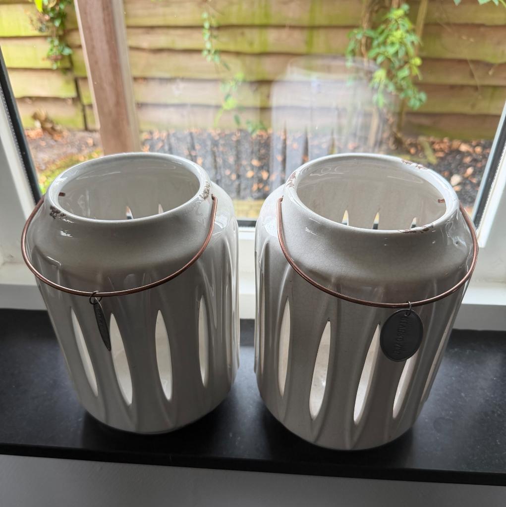 Riverdale windlichten, Huis en Inrichting, Ophalen, Overige materialen, Wit, Zo goed als nieuw