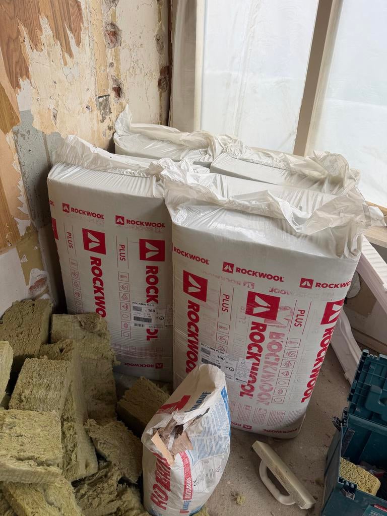 Rockwool Plus Steenwol platen 1000x610x160mm 4 pakken - 15m2, Doe-het-zelf en Verbouw, Isolatie en Afdichting, Ophalen, 12 cm of meer