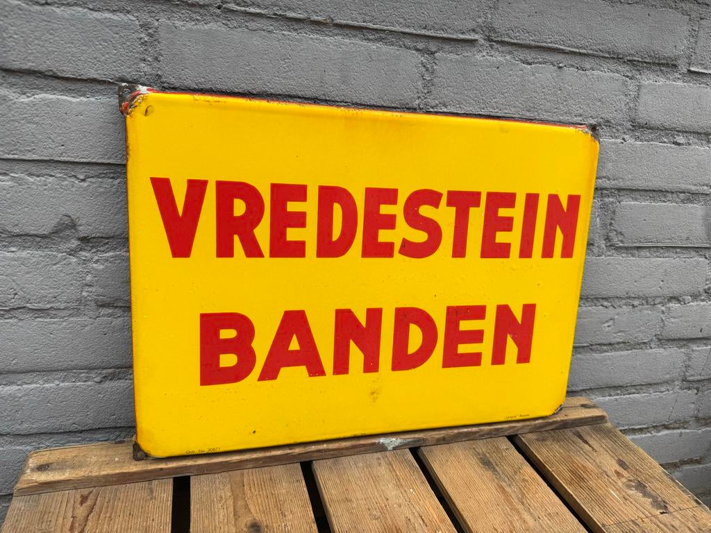 Vintage Vredestein Banden Emaille Reclamebord, Ophalen of Verzenden