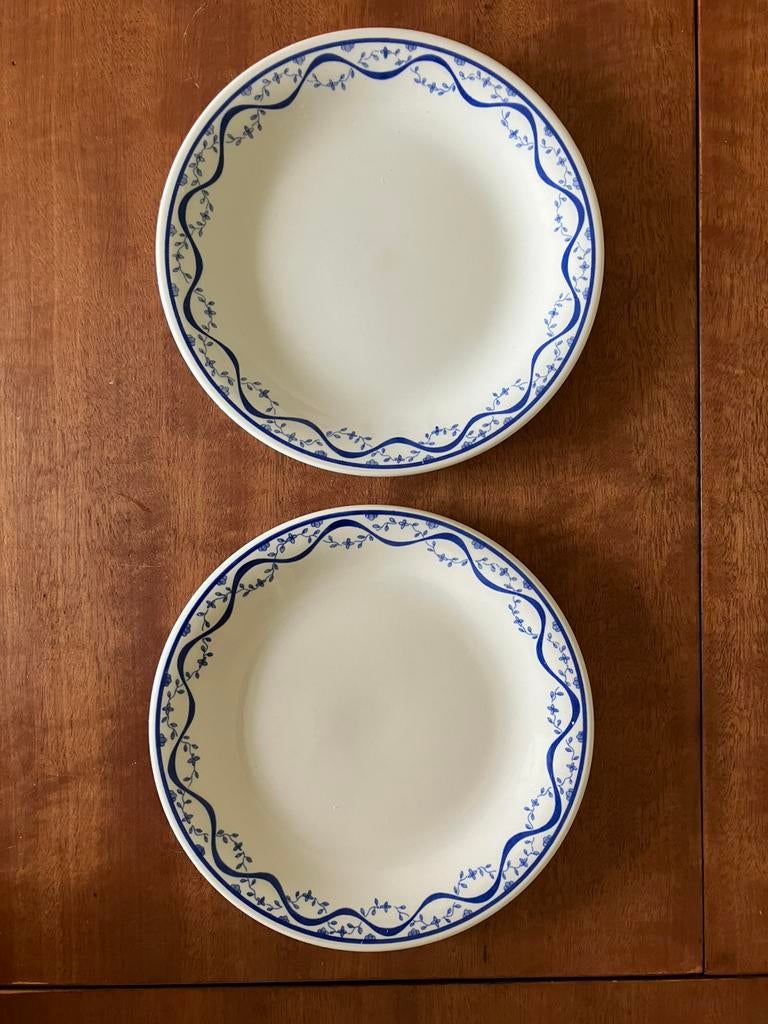 2 salade / desert bordjes John Tamms blauw 19 cm, Ophalen of Verzenden, Overige stijlen, Bord(en)