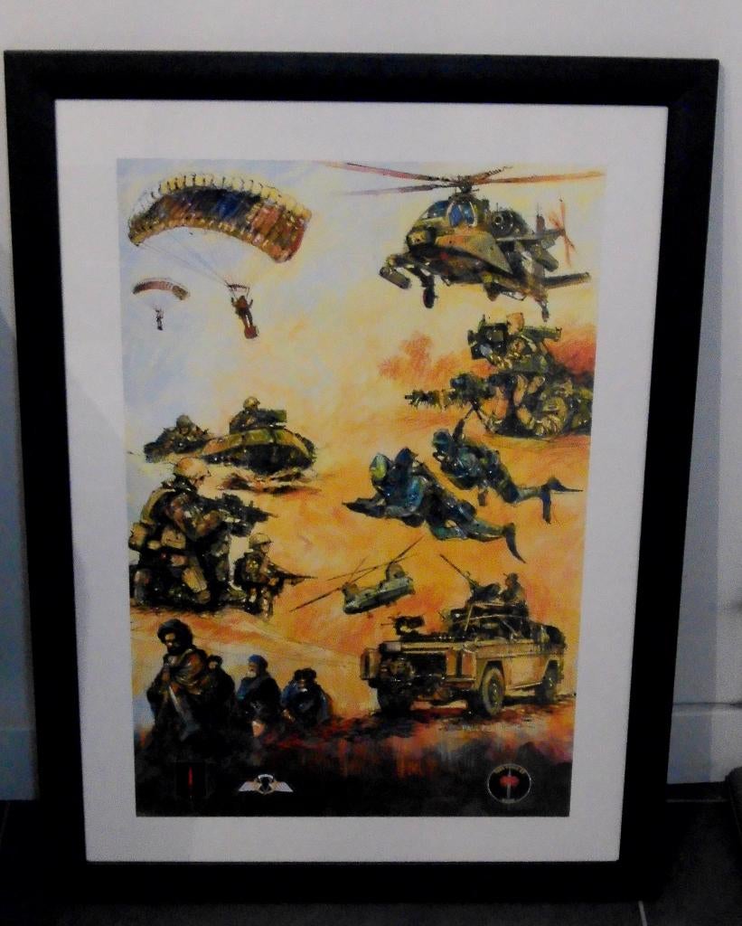 3 Posters Paul Kerrebijn in lijst Korps Commando Troepen KCT, Ophalen, Landmacht, Nederland, Foto of Poster