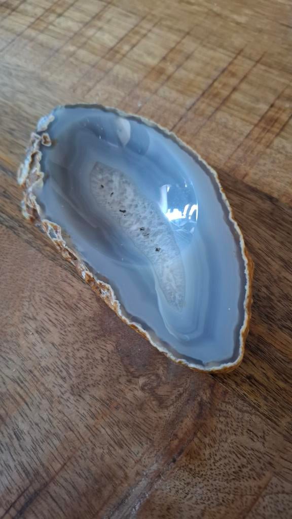 Vintage asbak van  blauwe agaat - decoratief mineraal, Huis en Inrichting, Ophalen of Verzenden, Zo goed als nieuw