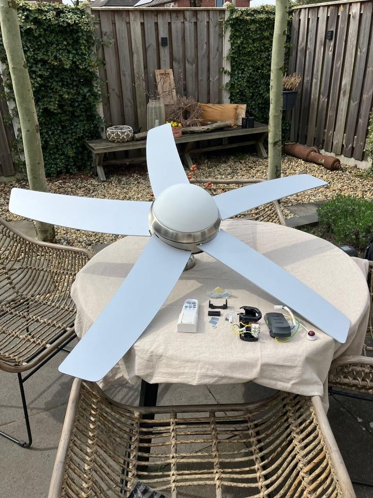 Plafondventilator 132cm met afstandsbed QazQa 92648, Witgoed en Apparatuur, Ventilatoren, Ophalen, Ventilator met afstandsbediening