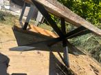 Buitentafel met kruispoot eettafel met spider poot, Ophalen of Verzenden, Gebruikt, Rechthoekig, Hout