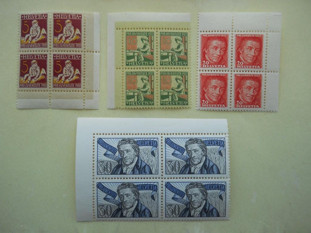Zwitserland 1927 Pro Juventute Pestalozzi Blok 4x Mi222-225, Postzegels en Munten, Postzegels | Europa | Zwitserland, Postfris