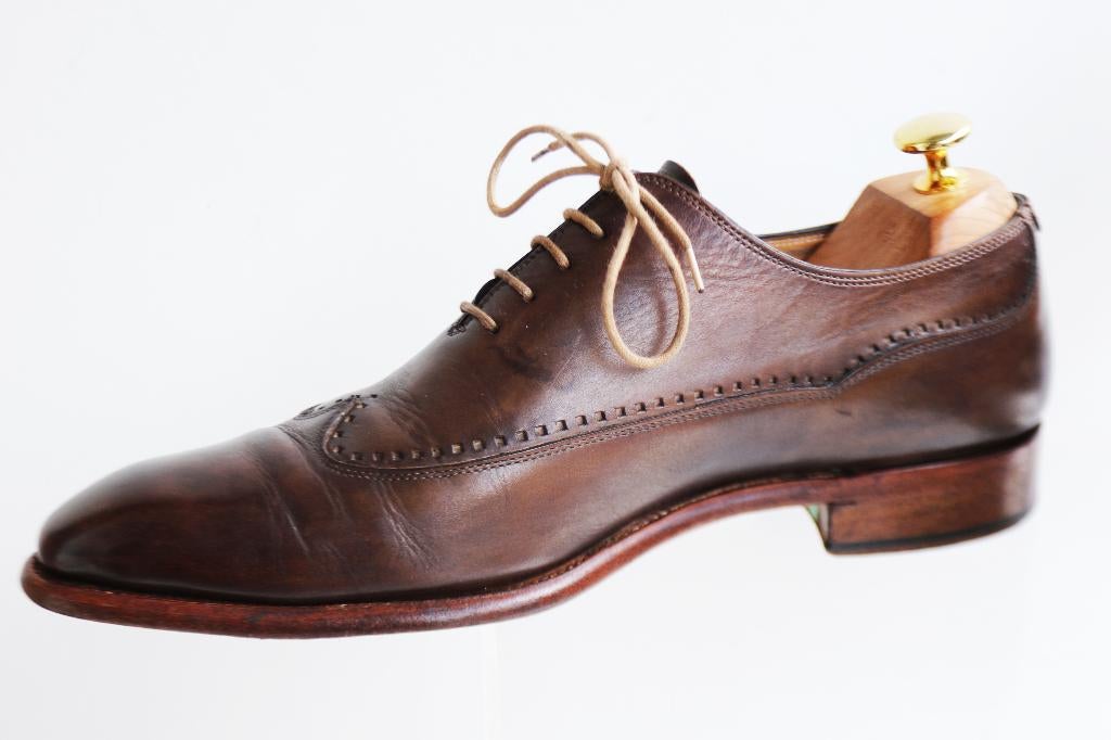 Fraaie wingtips van Santos by Carlos Santos maat 7.5 = 41.5, Bruin, Ophalen of Verzenden, Zo goed als nieuw, Veterschoenen