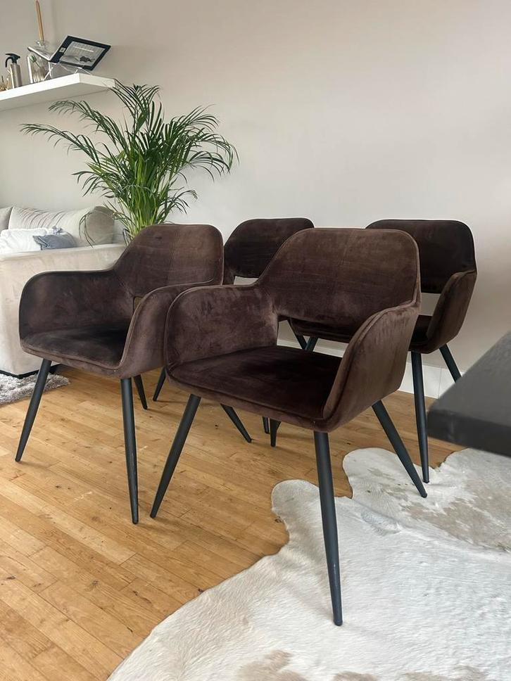 4 x eetstoelen Karwei Vera - bruin, Huis en Inrichting, Stoelen, Zo goed als nieuw, Vier, Bruin, Ophalen