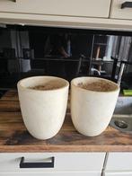 2 zware bloempotten h 23,5 ds 20 cm, Tuin en Terras, Ophalen, Rond, Binnen, Aardewerk