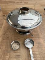 Mongoolse/Chinese Hot Pot 26 cm met gelbrander, Ophalen of Verzenden, Gebruikt, Rvs, Overige typen