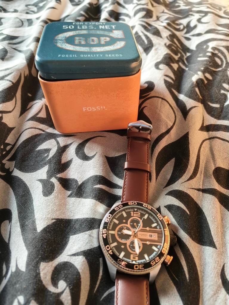 Fossil horloge, Ophalen of Verzenden, Zo goed als nieuw, Leer, Fossil